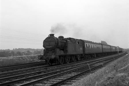 BR(E) N2 class 69587 near Potters Bar, Hertfordshire with a Northbound Local Passenger on Wednesday 15 Jul 1959 - J.H.W. Kent [200254]