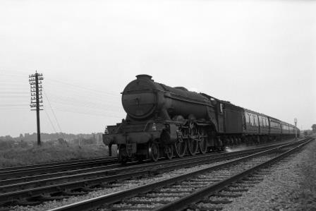 BR(E) A3 class 60065 'Knight of the Thistle' near Potters Bar, Hertfordshire with a Northbound service on Wednesday 15 Jul 1959 - J.H.W. Kent [200257]