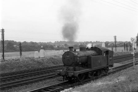 BR(E) N7 class 69692 near Potters Bar, Hertfordshire with a Northbound Light Engine on Wednesday 15 Jul 1959 - J.H.W. Kent [200258]