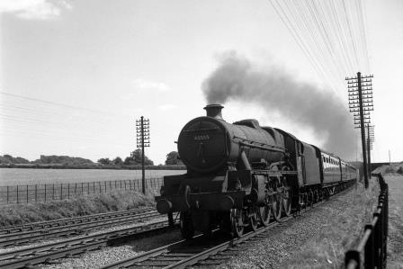 BR(M) Jubilee class 45555 'Quebec' near Tring, Hertfordshire with a Northbound service on Monday 20 Jul 1959 - J.H.W. Kent [200298]