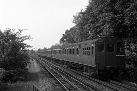 Moor Park, Greater London with a Rickmansworth - London Aldgate service on Wednesday 22 Jul 1959 - J.H.W. Kent [200346]