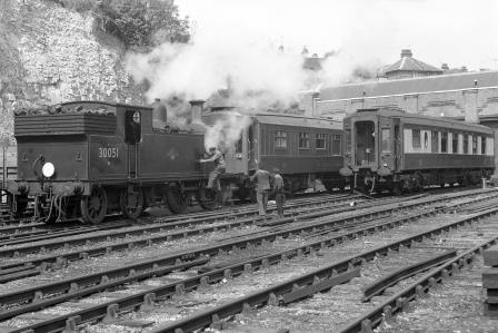 BR(S) M7 class 30051 at Preston Park Pullman Car Works, Brighton, East Sussex circa 01 Jun 1960 - J.H.W. Kent [200428]