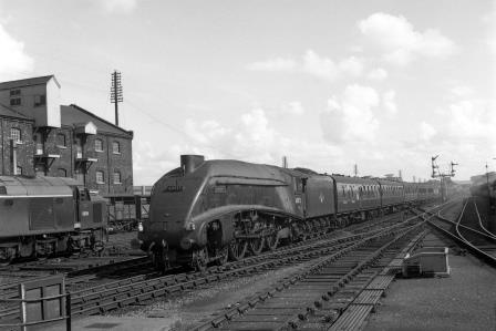 BR(E) A4 class 60025 'Falcon' at Grantham, Lincolnshire with a Northbound Passenger on Sunday 28 Aug 1960 - J.H.W. Kent [200540]