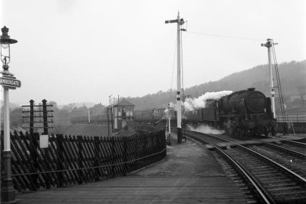 BR(M) Royal Scot class 46141 'The North Staffordshire Regiment' at Ambergate, Derbyshire with a Southbound Passenger on Easter Sunday 02 Apr 1961 - J.H.W. Kent [200647]