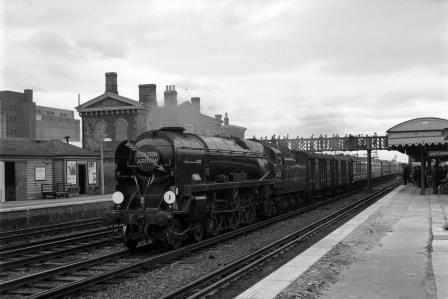 BR(S) West Country class 34100 'Appledore' at Paddock Wood Station, Kent with a Dover Marine - Victoria "Golden Arrow" on Saturday 10 Jun 1961 - J.H.W. Kent [200672]