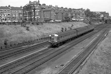 BR(W) Class 108 at Clapham Junction, Greater London with the 11.54am Waterloo - Basingstoke service on Saturday 26 Jun 1965 - J. Scrace [233010]