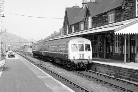 BR(W) Class 101 M 51196 at Machynlleth Station, Powys with the 4.22pm Machynlleth - Pwhelli service on Thursday 24 May 1973 - J. Scrace [233296]