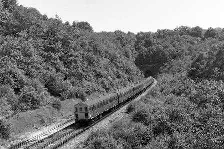 BR(S) Class 207 1305 at Balcombe Tunnel Junction, West Sussex with the 1.10pm St.Leonards - Tunbridge Wells West service on Sunday 18 Jun 1978 - J. Scrace [233473]