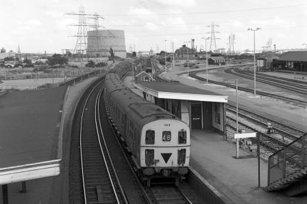 BR(S) Class 207 1313 & BR(S) Class 207 1306 at Redbridge Station, Hampshire with the "SEG The Marchwood Volunteer" Rail Tour on Saturday 22 Jul 1978 - J. Scrace [233489]