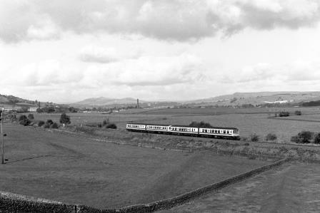 BR(M) Class 114 at Cononley, Yorkshire with the 11.22am Morecambe - Leeds service on Saturday 20 Oct 1979 - J. Scrace [233521]