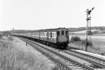 BR(S) Class 201 1004 at Etchingham, East Sussex with the 12.45pm Charing Cross - Hastings service on Saturday 13 Jul 1985 - J. Scrace [233690]