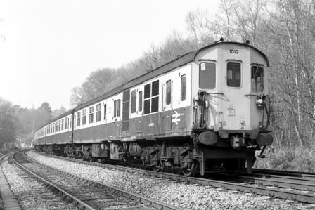 BR(S) Class 202 1012 at Mountfield Sidings, East Sussex with the 11.33am Hastings - Charing Cross service on Saturday 15 Mar 1986 - J. Scrace [233727]
