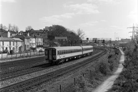 BR(S) Class 155 155319 at Southampton, Hampshire with a Salisbury - Portsmouth Special Service on Wednesday 13 Apr 1988 - J. Scrace [233828]