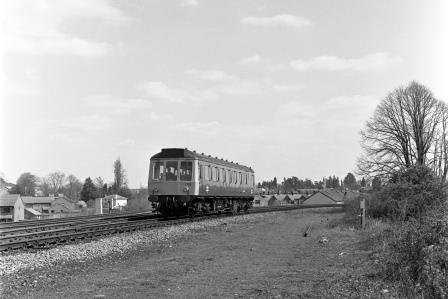 BR(S) Class 121 L135 at Romsey, Hampshire with a Route Learning Trip 1.40pm Portsmouth Harbour - Cardiff Canton service on Wednesday 13 Apr 1988 - J. Scrace [233830]