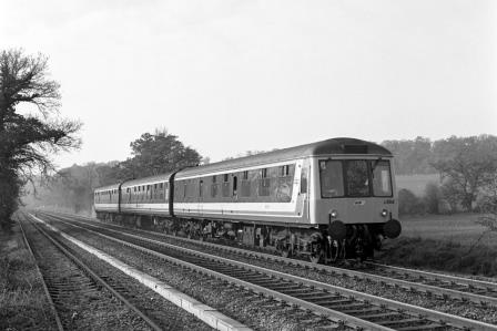 BR(S) Class 119 L594 at Godstone, Surrey with the 1.34pm Reigate - Tonbridge service on Thursday 24 Nov 1988 - J. Scrace [233880]