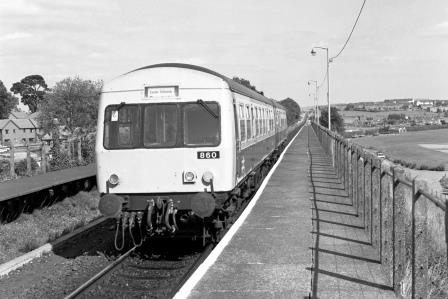 BR(S) Class 101 860 at Polsloe Bridge Station, Devon with the 4.45pm Exeter Central - Exmouth service on Tuesday 10 Jul 1990 - J. Scrace [233943]