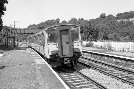 BR(S) Class 150 150254 at Freshford Station, Somerset with the 10.59am Weymouth - Bristol service on Monday 16 Aug 1993 - J. Scrace [233987]