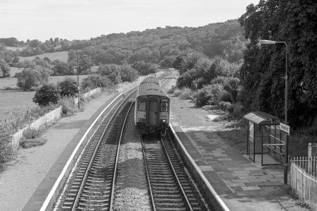 BR(W) Class 150 150265 at Freshford Station, Somerset with the 12.32pm Southampton - Bristol service on Monday 16 Aug 1993 - J. Scrace [233992]