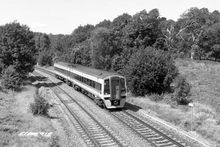 BR(W) Class 158 158817 at Freshford, Somerset with the 12.00pm Cardiff - Brighton service on Monday 16 Aug 1993 - J. Scrace [233993]
