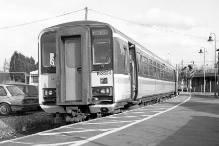 Regional Railways Class 153 153314 at Marks Tey Station, Essex with the 2.18pm Marks Tey - Sudbury service on Thursday 16 Mar 1995 - J. Scrace [234074]