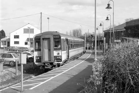 Regional Railways Class 153 153314 at Marks Tey Station, Essex with the 2.18pm Marks Tey - Sudbury service on Thursday 16 Mar 1995 - J. Scrace [234075]