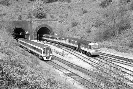Inter City Class 43 43033 & Regional Railways Class 158 158853 at Newport Station, Newport with the 1.00pm Paddington - Swansea & "" on Monday 13 May 1996 - J. Scrace [234122]