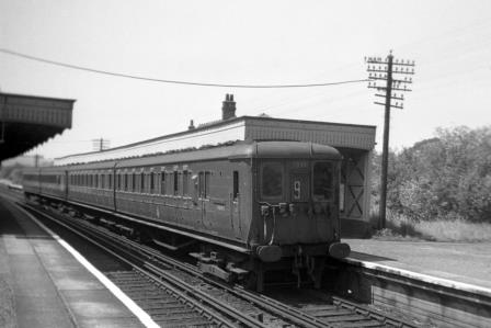 BR(S) Class 2-NOL 1821 at Christ's Hospital Station, West Sussex with a Bognor Regis - Three Bridges service on Saturday 15 Jun 1957 - J. Scrace [234143]