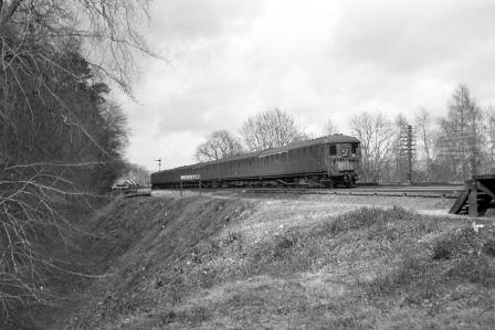 BR(S) Class 2-BIL 2132 at Burton Sidings, Hampshire with the 10.57am Waterloo - Portsmouth & Southsea service on Sunday 27 Feb 1966 - J. Scrace [234168]