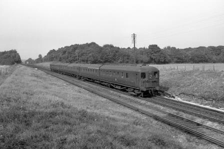 BR(S) Class 2-HAL 2681 near Hassocks, West Sussex with the 3.28pm Victoria - Brighton service on Thursday 03 Sep 1964 - J. Scrace [234187]