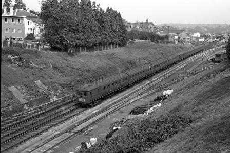 BR(S) Class 4-LAV 2951 at Haywards Heath, West Sussex with the 10.45am Victoria - Brighton service on Sunday 27 Aug 1967 - J. Scrace [234221]