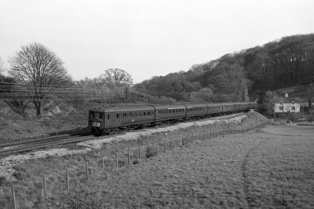 BR(S) Class 4-LAV 2953 at Patcham Tunnel, East Sussex with the 5.28pm Brighton - Victoria service on Thursday 27 Apr 1967 - J. Scrace [234225]