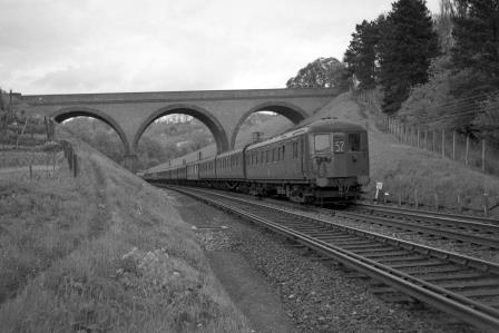 BR(S) Class 6-PUL 3002 at Merstham, Greater London with the 4.45pm Victoria - Hastings & Ore service on Saturday 10 May 1958 - J. Scrace [234230]