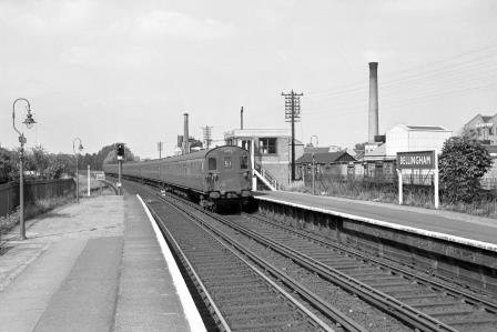 BR(S) Class 2-HAP 6055 at Bellingham Station, Greater London with the 1.28pm Victoria - Ramsgate service on Saturday 10 Sep 1960 - J. Scrace [234353]