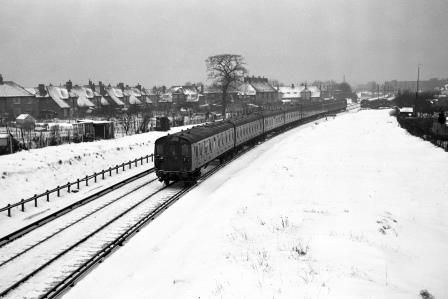 BR(S) Class 2-HAP 6097 between Bellingham & Beckenham Hill, Greater London with the 12.14pm Victoria - Sheerness on Sea service on Sunday 20 Jan 1963 - J. Scrace [234355]