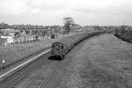 BR(S) Class 4-CEP 7119 near Beckenham Hill, Greater London with the 10.12am Stewarts Lane - Folkestone Harbour service on Sunday 21 Apr 1963 - J. Scrace [234366]