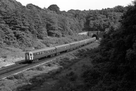 BR(S) Class 4-VEP 7744 at Balcombe Tunnel, West Sussex with the 4.58pm Brighton - London Bridge service on Saturday 15 Jun 1968 - J. Scrace [234408]