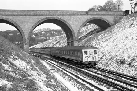 BR(S) Class 2-HAL 2687 at The Quarry Line, Surrey with the 1.36pm Victoria to Horsham on Saturday 08 Feb 1969 - J. Scrace [234436]