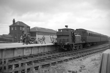 SR A1X class 2659 at Havant Station, Hampshire with a Hayling Island - Havant service in Aug 1939 - J.H. Aston [275005]