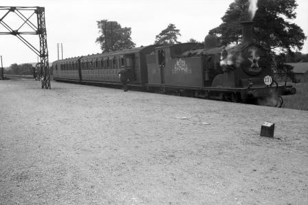 SR M7 class 128 at Brookwood Station, Surrey with an Arrival from Bisley on Saturday 12 Jul 1947 - J.H. Aston [275059]