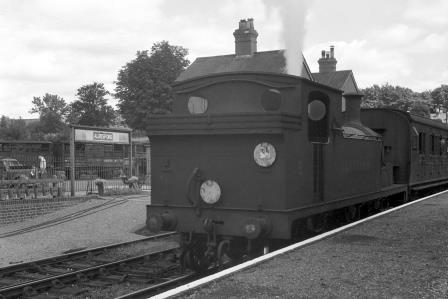 SR T1 class 8 at Alresford Station, Hampshire with the 2.30pm Alton  -  Eastleigh service on Saturday 26 Jul 1947 - J.H. Aston [275076]
