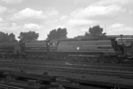 SR WC class 21C119 'Bideford' at Eastleigh Shed, Hampshire on Saturday 26 Jul 1947 - J.H. Aston [275082]