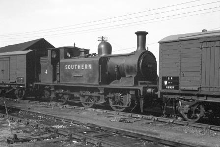 SR E1 class W4 'Wroxall' at Newport Shed, Isle of Wight on Saturday 30 Aug 1947 - J.H. Aston [275108]