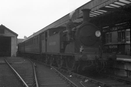 SR M7 class 49 at Seaton Station, Devon with the 1.20pm Seaton - Seaton Junction service on Thursday 18 Sep 1947 - J.H. Aston [275136]
