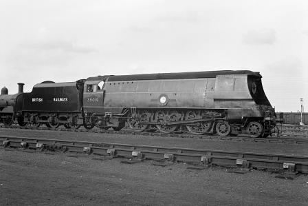 BR(S) Merchant Navy class 35019 at Eastleigh Works Yard, Hampshire on Saturday 10 Apr 1948 - J.H. Aston [275162]