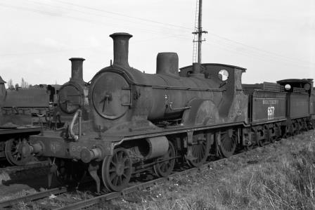 SR X6 class 657 at Eastleigh Shed, Hampshire on Saturday 10 Jul 1948 - J.H. Aston [275173]