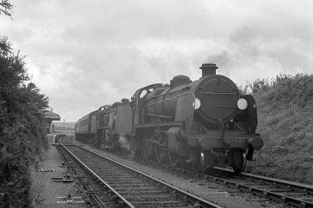 SR N class 1835 & SR N class 1841 at Camelford Station, Cornwall with the 10.20am Waterloo - Padstow service on Saturday 03 Jul 1948 - J.H. Aston [275312]