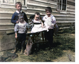 Well cared for children in navvie encampment.